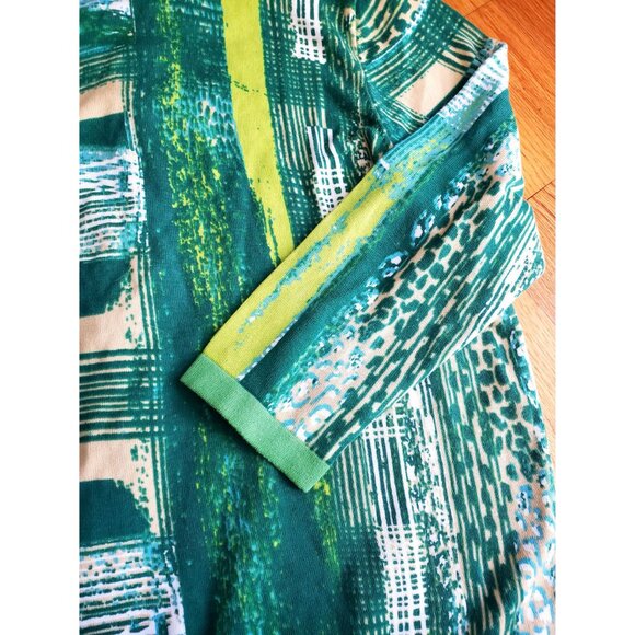 Bob Mackie Wearable Art XL Green Abstract Buttons Cardigan Sweater 3/4 Sleeves - Picture 5 of 7